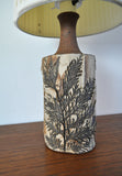 Unique Bodil Marie Nielsen Danish Modern Table Lamp with Leaves Print, 1960s