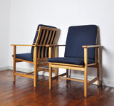 Pair of Børge Mogensen oak lounge chairs model 2257 for Fredericia Stolefabrik