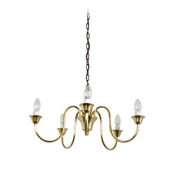 Five-Arm Solid Brass Chandelier by Fog & Mørup, 1950s