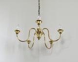 Five-Arm Solid Brass Chandelier by Fog & Mørup, 1950s