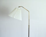Scandinavian Brass Floor Lamp with a Pleated Shade
