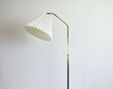 Scandinavian Brass Floor Lamp with a Pleated Shade