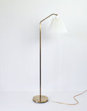 Scandinavian Brass Floor Lamp with a Pleated Shade