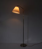 Scandinavian Brass Floor Lamp with a Pleated Shade