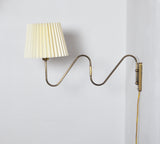 Danish Brass Swing Arm Wall Lamp, 1950s