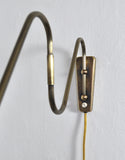 Danish Brass Swing Arm Wall Lamp, 1950s