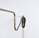 Danish Brass Swing Arm Wall Lamp, 1950s