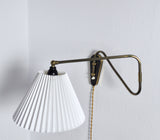Danish Brass Swing Arm Wall Lamp, 1950s