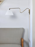 Danish Brass Swing Arm Wall Lamp, 1950s