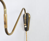 Danish Brass Swing Arm Wall Lamp, 1950s