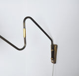 Danish Brass Swing Arm Wall Lamp, 1950s