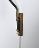 Danish Brass Swing Arm Wall Lamp, 1950s