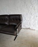 Dark brown leather and chrome 2 seater sofa by Arne Norell