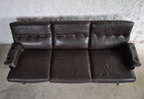 Dark brown leather and chrome 3 seater sofa by Arne Norell