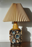 Ceramic Table Lamp of glazed stoneware with abstract relief motive, 1970s