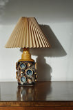 Ceramic Table Lamp of glazed stoneware with abstract relief motive, 1970s