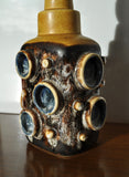 Ceramic Table Lamp of glazed stoneware with abstract relief motive, 1970s