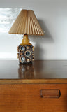 Ceramic Table Lamp of glazed stoneware with abstract relief motive, 1970s
