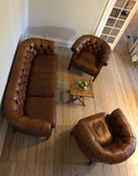 Vintage Whiskey Brown Chesterfield Leather Sofa