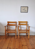 Pair of Danish Patinated Child Chairs in Wood, 1950s