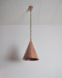 Cone Shaped Handcrafted Copper Pendant from Denmark, 1970s