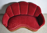 Curved 1930s sofa with original channeled back upholstery.