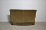 Curved Early 20th Century Sofa with original upholstery in green and yellow tones