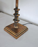 Patinated Danish Art Deco Brass Table Lamp, 1930s