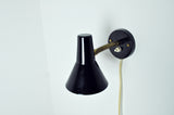 Scandinavian Modern Danish wall lamp with adjustable brass arm