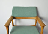 Danish Modern Armchair in solid oak with new upholstery, 1960s