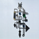 Wall sculptures in metal with glass elements by Dantoft Denmark 60/70s