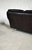 Dark brown leather and chrome 3 seater sofa by Arne Norell