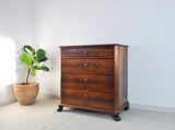 19th Century Danish Walnut Commode or Chest of Drawers Featuring Lions Paw Feet