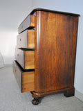 19th Century Danish Walnut Commode or Chest of Drawers Featuring Lions Paw Feet