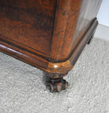 19th Century Danish Walnut Commode or Chest of Drawers Featuring Lions Paw Feet