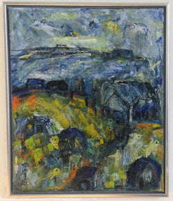 Danish contemporary  painting "Fisher town" by Mette Birckner