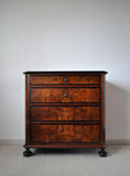 Antique Scandinavian Chest of Drawers in Walnut & Mahogany with Ebonized Details