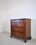 Antique Scandinavian Chest of Drawers in Walnut & Mahogany with Ebonized Details