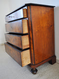 Antique Scandinavian Chest of Drawers in Walnut & Mahogany with Ebonized Details