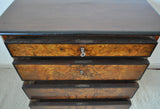 Antique Scandinavian Chest of Drawers in Walnut & Mahogany with Ebonized Details