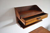 Danish Modern Wall Mounted Storage in teak and rosewood