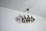 Rare Fog & Mørup 18-Arm Brass and Opaline Glass Tulip Chandelier