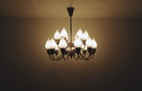 Rare Fog & Mørup 18-Arm Brass and Opaline Glass Tulip Chandelier