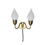 Fog & Mørup 2-Arm Brass and Opaline Glass Tulip Wall Lamp