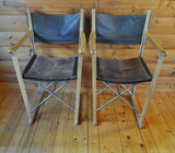 Classic folding chairs in oak and leather upholstery