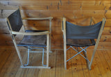 Classic folding chairs in oak and leather upholstery
