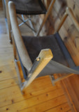 Classic folding chairs in oak and leather upholstery