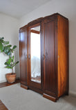 French Art Deco Three-Door Cabinet with Faceted Mirror