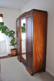 French Art Deco Three-Door Cabinet with Faceted Mirror