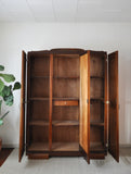 French Art Deco Three-Door Cabinet with Faceted Mirror